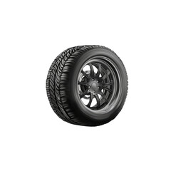 Obraz premium Black Alloy Wheel with Tire Displayed on a White Background