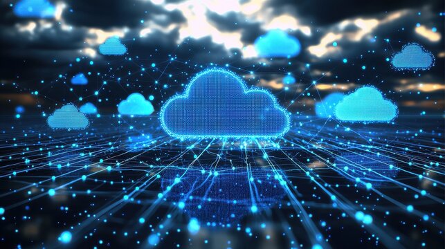 Digital Cloud Computing Network Cityscape