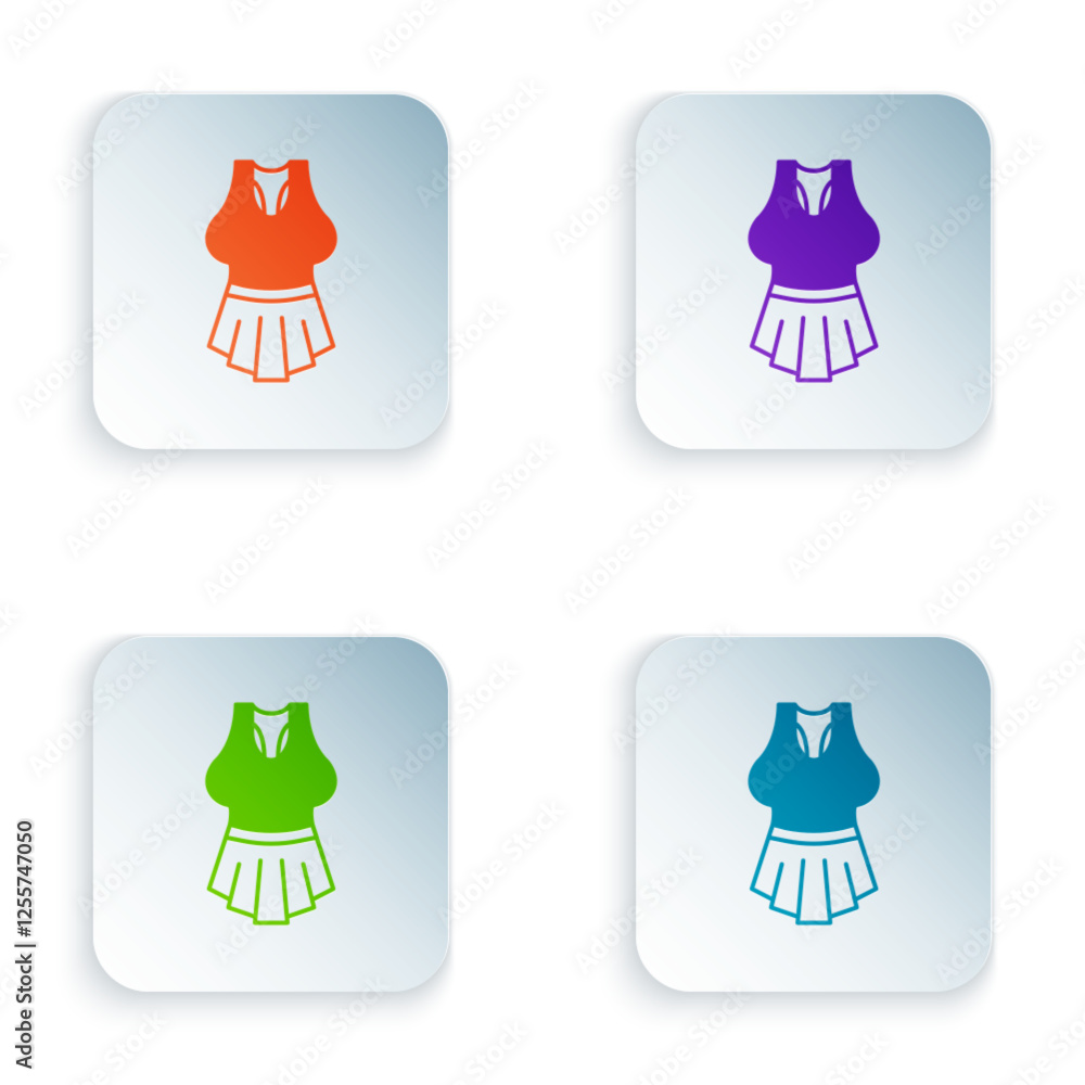 Aufkleber color undershirt icon isolated on white background. set colorful icons in square buttons. vector