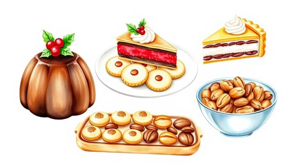 Delicious Christmas Desserts Nuts Festive Treats Holiday Sweets Bakery Cookies Cake Pudding Nuts