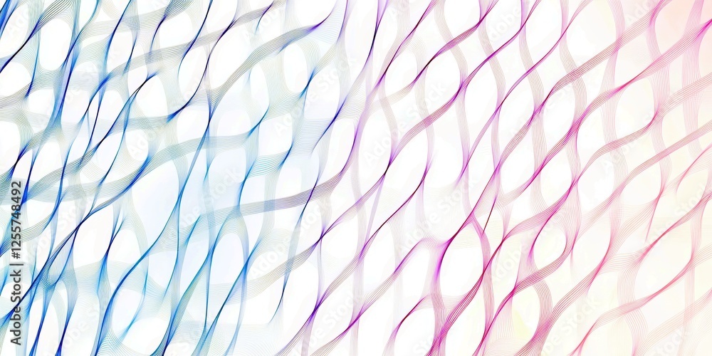 Poster abstract wavy lines in blue and pink tones creating a modern background with graceful movement and f