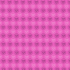 Pink background with hand-drawn hearts. Cute romantic background. Packaging pattern.