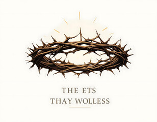 Fototapeta premium Crown of Thorns Artistic Illustration on Plain Background with Subtle Lighting