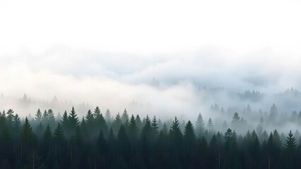 Misty Mountain Forest Evergreen Trees Foggy Landscape Nature Scene
