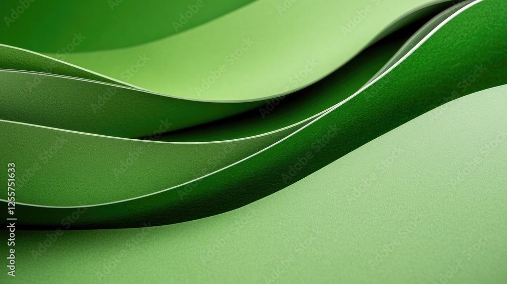 Poster abstract green waves layered background with gradient tones