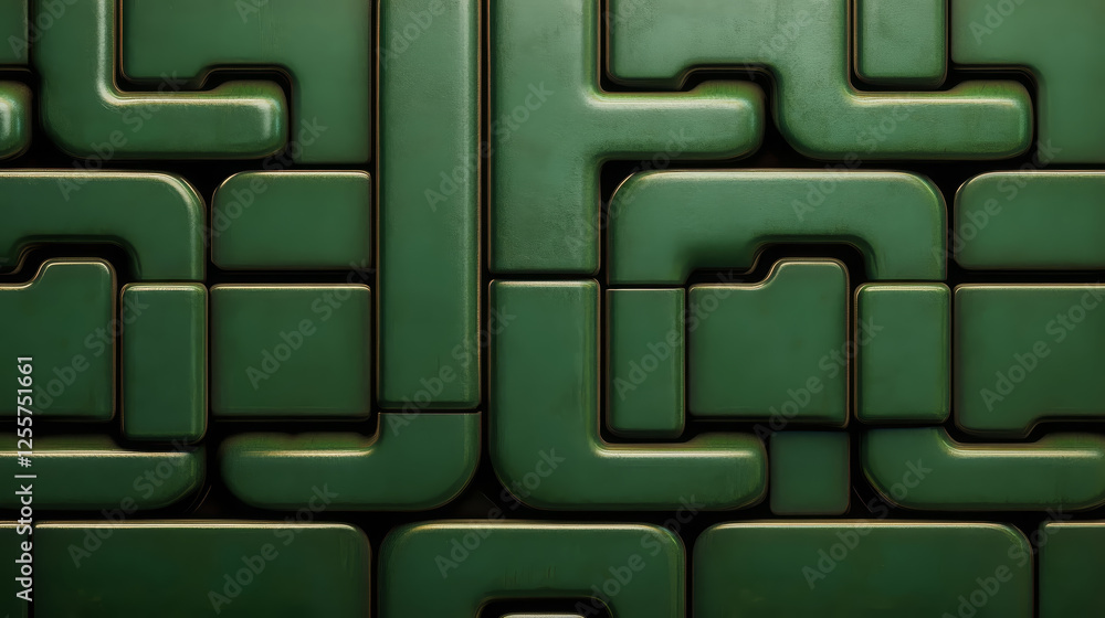 Aufkleber detailed image of green wall featuring interwoven geometric patterns, showcasing modern and sleek de