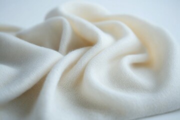 A close-up shot of a white cloth on a table, suitable for use in still life photography or as a texture reference