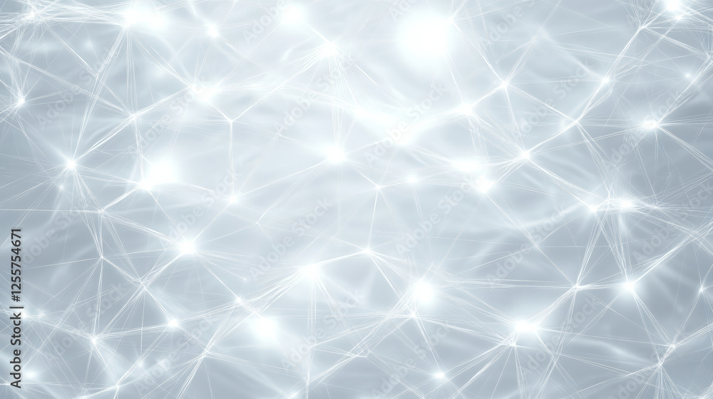 Poster sophisticated grey background with network of glowing connections, creating modern and abstract visu