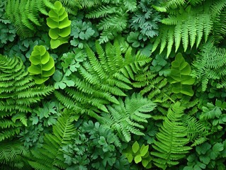Obraz premium Close-Up of Lush Green Fern Leaves, Organic and Natural Background with Soft Textures and Intricate Details, High-Resolution Macro Photography.