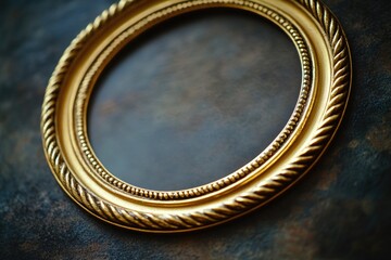 Fototapeta premium A decorative gold picture frame sits atop a table, ready for display