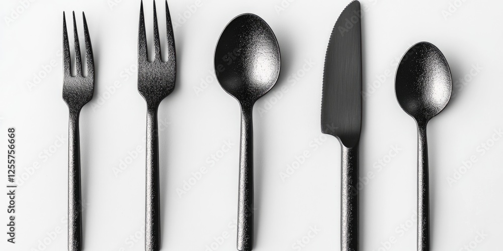 Poster a collection of forks and spoons arranged neatly on a table