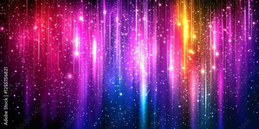 Poster vibrant abstract background with colorful vertical stripes and sparkling stars creating a magical dr