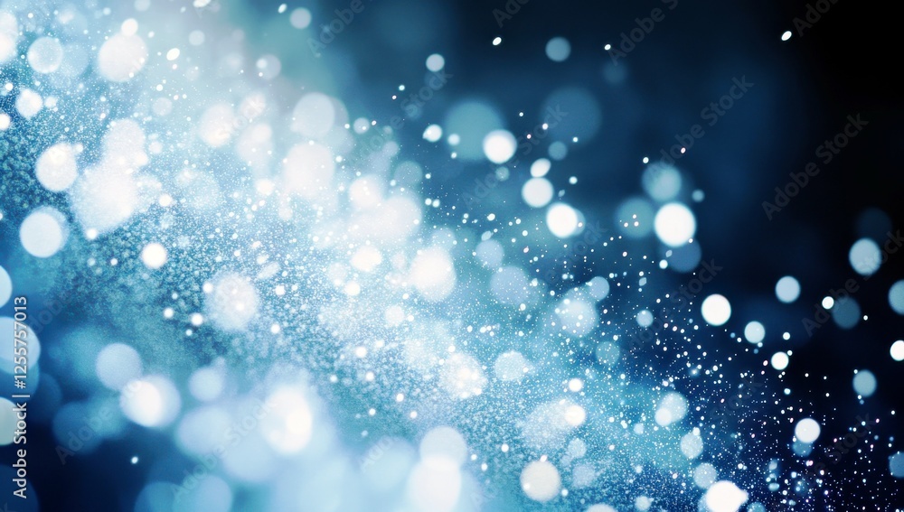 Poster beautiful blue bokeh background with soft light spots and shimmering particles for use in various cr