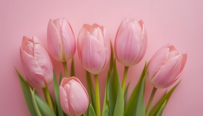 Pink tulips on pink background
