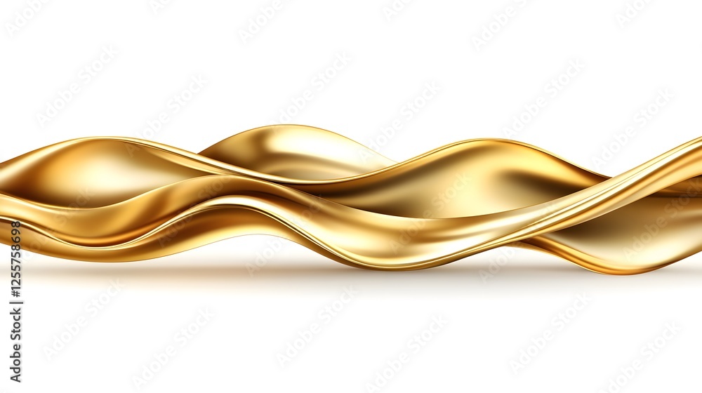Poster golden wave background vector with elegantly twisted golden ribbon isolated on a clear backdrop