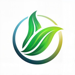 Fototapeta premium Green eco-friendly leaf emblem with circular design