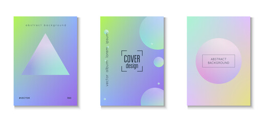 Holographic Poster. Blue Triangle Set. Creative Elements. Geometric Elegant Banner. Multyplying Galaxy Collection. 3d Background. Minimal Design. Pink Holographic Poster