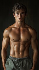 Fototapeta premium Modern study of male physique in fashion context for design and art projects