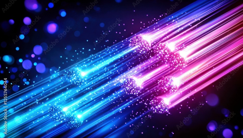Poster vibrant colorful light trails abstract background with glittering particles and dynamic movement in 