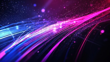 Obraz premium Abstract Futuristic Digital Background With Glowing Lines And Particles