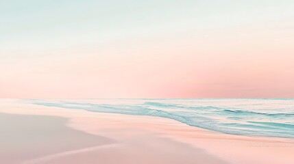 Obraz premium Serene Pastel Beachscape Soft Waves Gentle Sunset