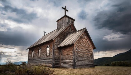 old wooden church in the mountains