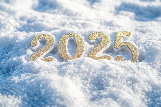 A close-up shot of a number buried in snow