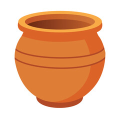 Illustration of Terracotta Clay Pot Isolated on White Background