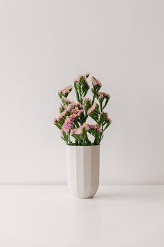 Pink common sea lavender in a vase.