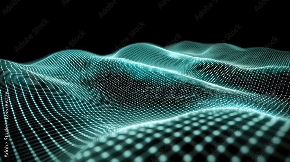 Poster digital wave simulation virtual environment 3d visualization technology abstract aesthetics futurist