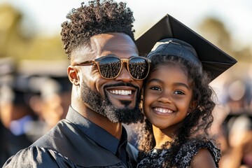 A proud family cheering for their graduate during the commencement ceremony