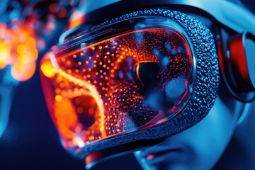 Close-up view of a person wearing goggles