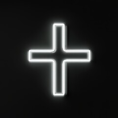 Fototapeta premium Glowing White Cross On Black Background