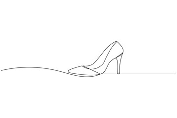 High heel shoes one line art drawing and minimalist style isolate outline vector illustration
