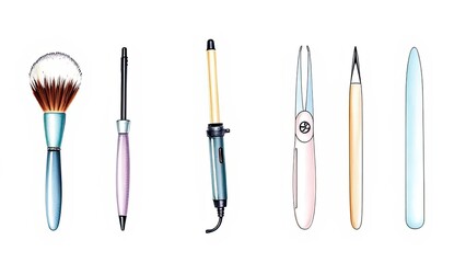 Beauty Tools Makeup Brushes Hair Curler Tweezers Nail File Manicure Set