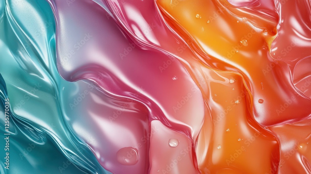 Poster abstract liquid artwork featuring flowing colors in vibrant shades, blending seamlessly to create an