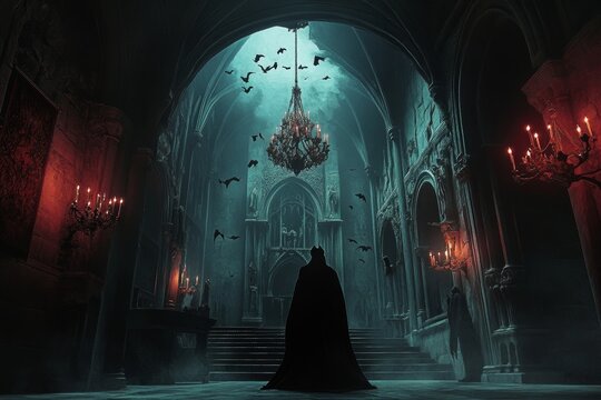 a vampire in a dark gothic castle
