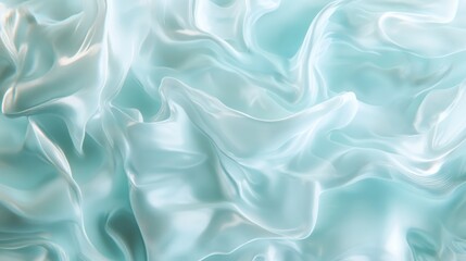 This image features delicately flowing aqua silk, creating a luxurious visual experience that represents elegance, beauty, and the lightness of fabric in motion.