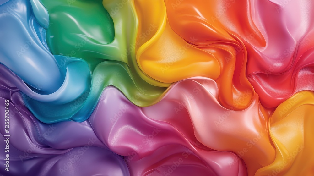 Poster this vibrant abstract image showcases a flowing satin fabric with rich colors gradients, creating a 