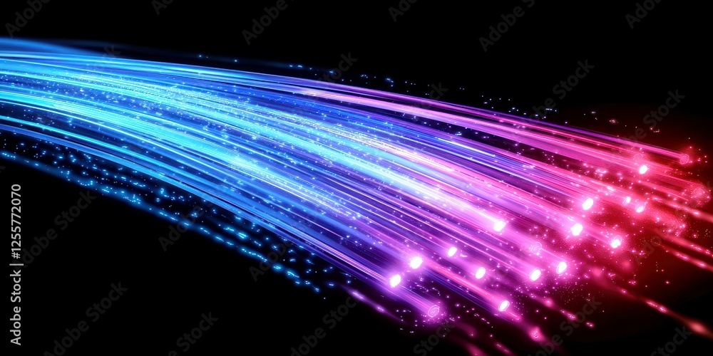 Poster vibrant trails of colorful light in motion creating a dynamic and energetic background for technolog