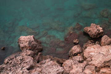 rocky coast within the city Antalya, Turkey