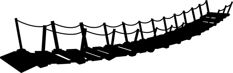 rope bridge silhouette on white background vector