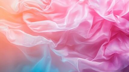 Obraz premium Detailed close-up of soft pink and blue silk fabric textures intertwined, conveying elegance and style while evoking emotions of warmth, comfort, and creativity.