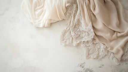 Obraz premium Elegant Draped Fabrics With Delicate Lace Detailing