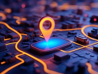 Location Map with pin mark to Prime good land search bar and pointer isolated for real estate