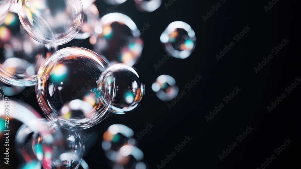 Poster this image captures an enchanting array of colorful soap bubbles, reflecting light and creating a me
