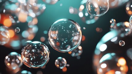 An ethereal visualization of a cluster of bubbles surrounded by colorful lights, creating a dreamlike atmosphere perfect for invoking feelings of intrigue and wonder.