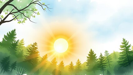 Sunny Forest Sunrise Nature Trees Landscape Green Sunshine Woods Ecology Environmental Background