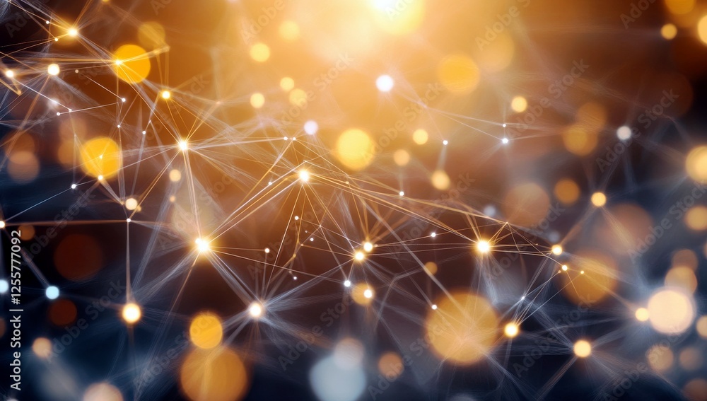 abstract dynamic background of bright light particles and connecting lines creating a visual represe