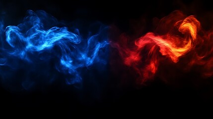 Fototapeta premium Abstract Blue and Red Swirling Smoke Design